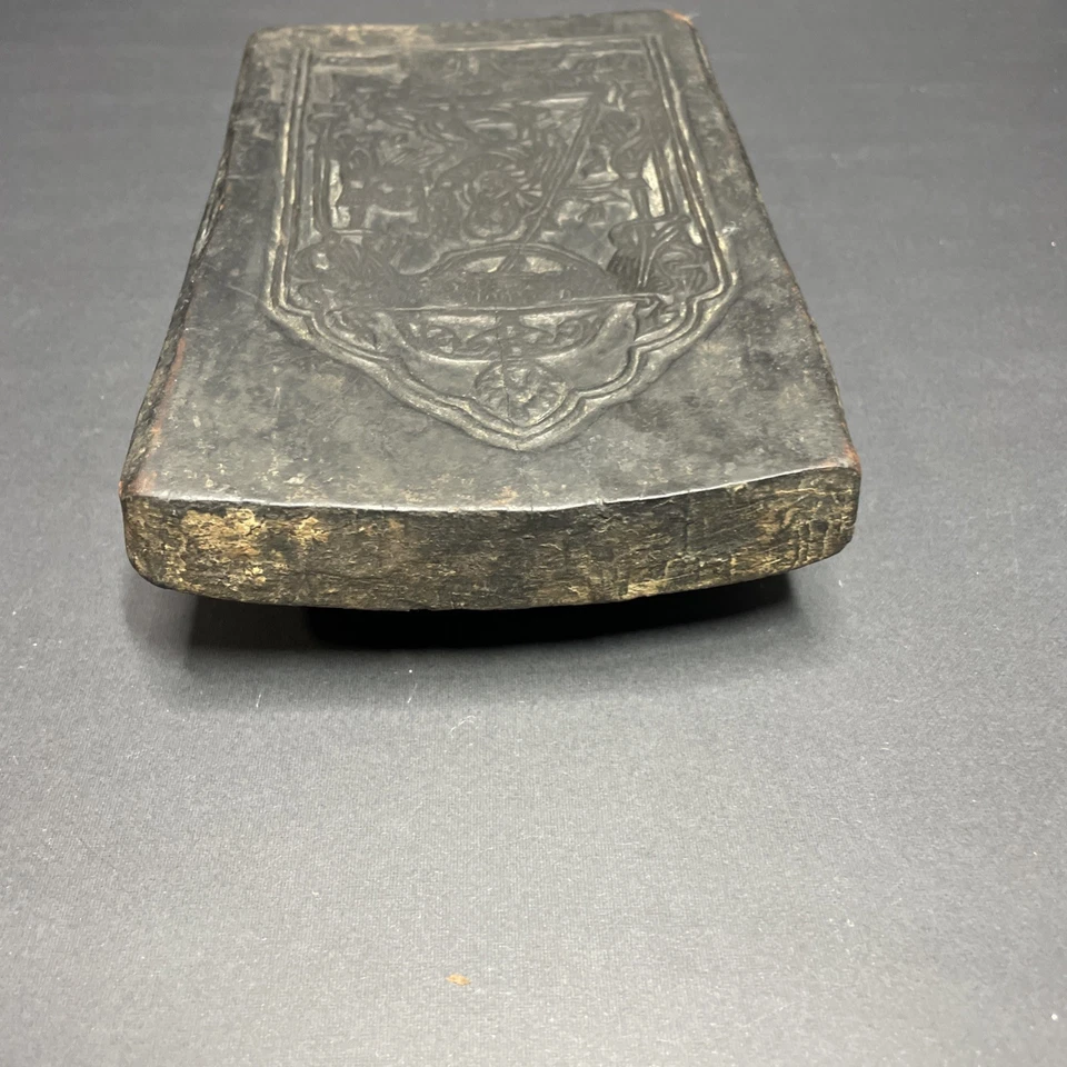 Bloco de madeira antigo tibetano budista face única pls veja fotos  - Imagem 3 de 4