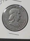 1957-D Franklin Half Dollar 50C 90% Silver Coin Circulated