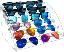 12 Slot Sunglasses Organizer Clear 6 Tier Eyeglass Display Case Storage Tray