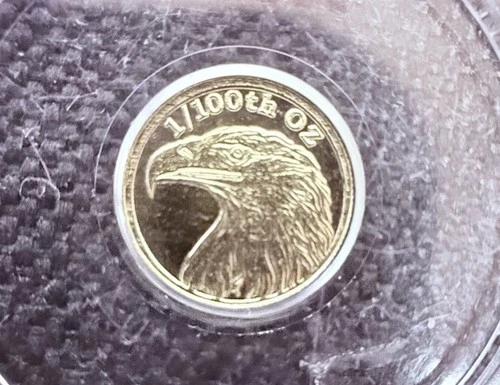 Gold 1/100 Oz American Bald Eagle Round In Capsule .9999 Fine Proof-Like