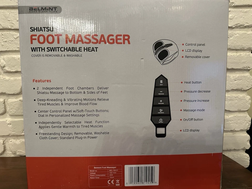 Новый массажер для ног Belmint с подогревом шиацу с переключаемым теплом - Изображение 3 из 4