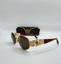 Vintage Fendi SL7034 Oval Sunglasses Gold FF Medallion Italy Y2K Rare Red