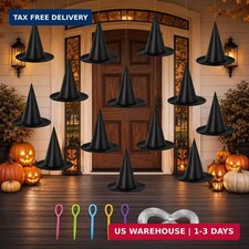 13PC Hanging Witch Hats, Indoor Outdoor Porch Halloween Decor