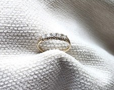 Vintage 9ct Gold Cubic Zirconia 5 Stone Eternity Ring 9 Carat Jewellery Size: K