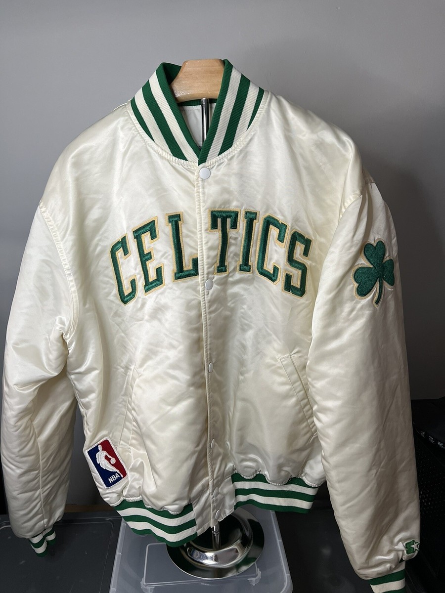 NBA ボストン・セルティックス アウター STARTER Boston CELTICS NBA Starter Jacket Cream Satin Varsity Puffer