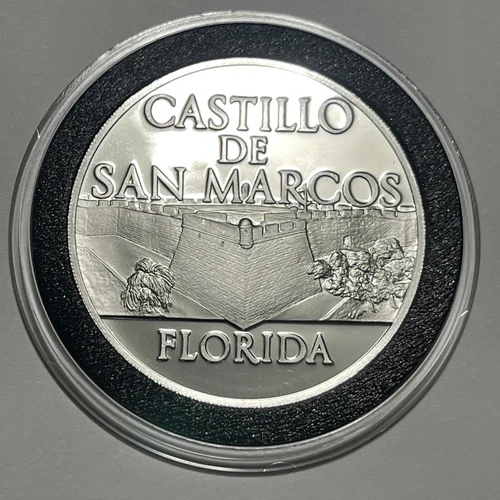 1971 Castillo San Marcos Florida Sterling Silver Round Proof Rare Vintage Coin