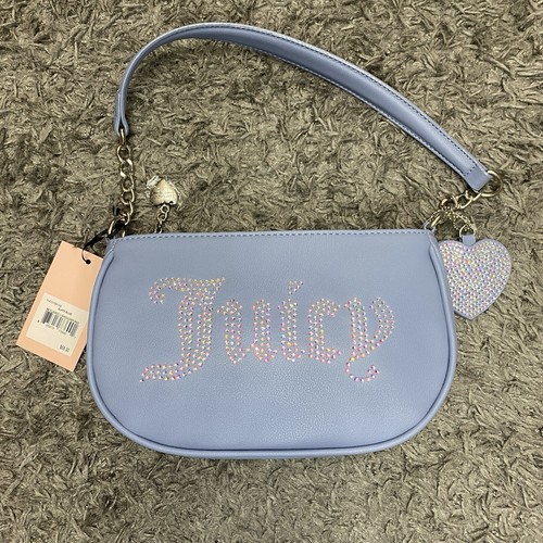 Juicy Couture Handtasche schieferblau Glitzer klassisch II Schulterriemen süß Tasche neu mit Etikett - Bild 5 von 9