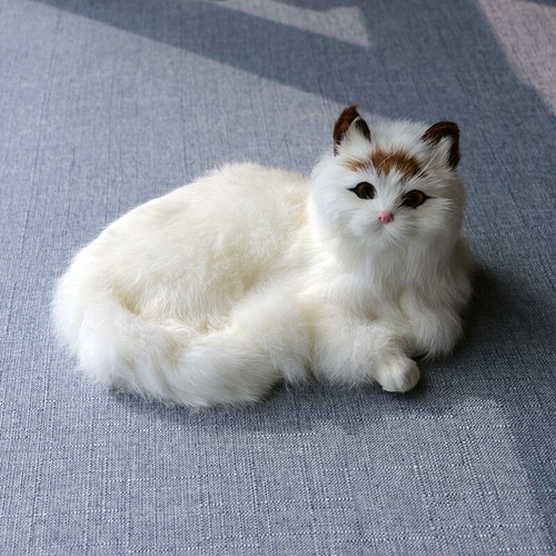 Realistic Cat Plush Toy Fluffy Doll Kids Gift Presents Simulated Animal Model - Picture 8 of 13