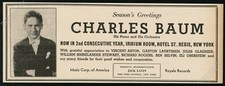 1940 Charles Baum photo gig booking scarce vintage trade print ad