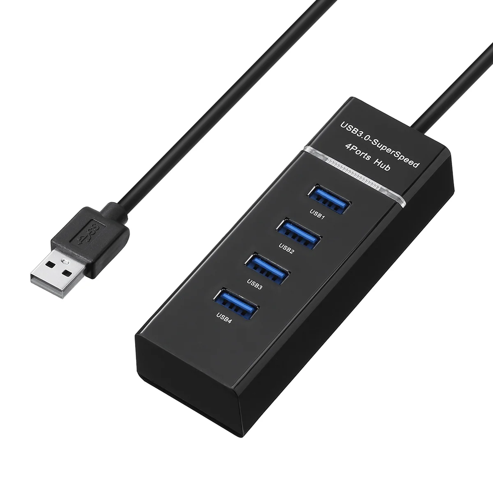 4-Port USB 3.0 Hub Adapter 5Gbps High-Speed for PC Laptop Desktop