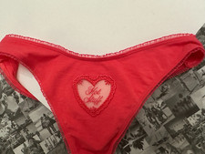NWT Victoria's Secret PINK Cotton Thong Panty Double Bubble Mesh Heart Graphic M