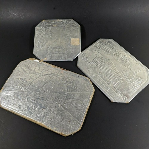 Vintage Souvenir Trivet Foil Covered Washington DC Set of 3 Embossed Kitchen