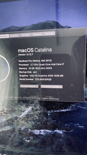 Apple MacBookPro10,1 Retina Core i7-3740QM 16GB 500GBSSD macOS Catalina - Picture 3 of 14