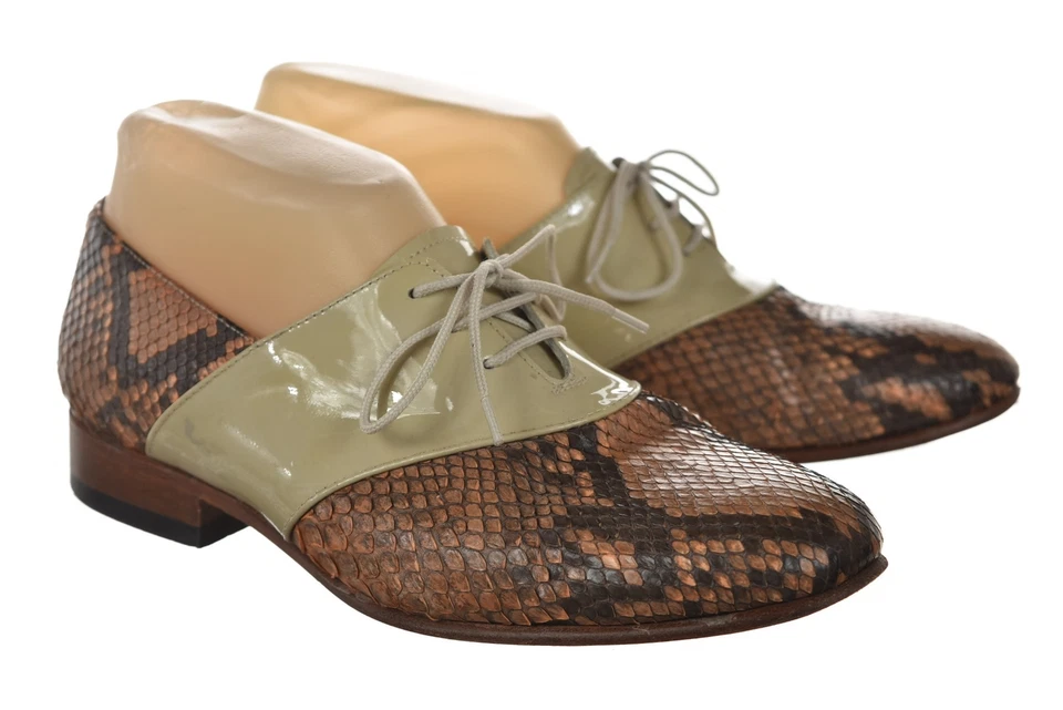 Zapatos planos Dieppa Restrepo para mujer talla 7 marfil naranja estampado animal Oxford Foto 2 de 4