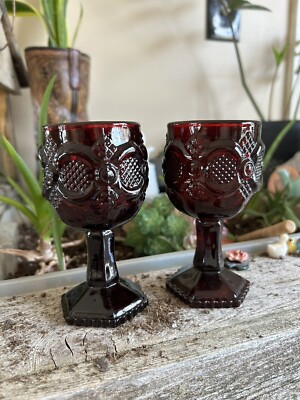 avon ruby red cape cod wine glasses 4 Cups Total