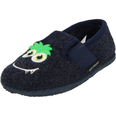 Kindergarten Schuhe Jungen Supersoft Hausschuhe Puschen 542-382 Blau Monster