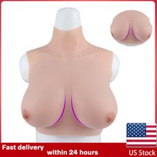 KnowU Fake Boobs Silicone Breast Forms Chest Expansion Natural Sagging Cosplay