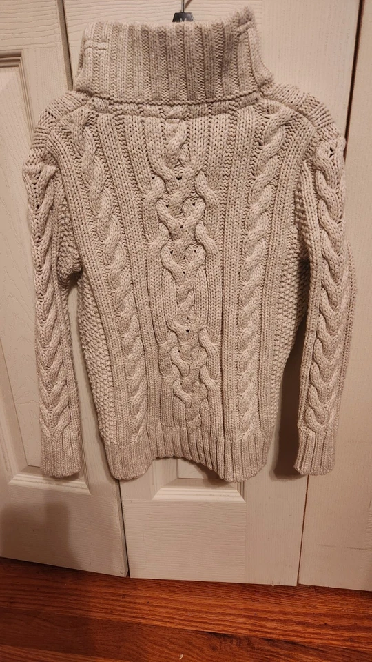Gap Kids Boys Cableknit Sweater With Fur Collar Beige Size XS 4-5 - Image 2 of 3
