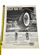 Kelly Springfield Tire Co intage Print Ad 50s 6 Rib Tread Rainy Day Street