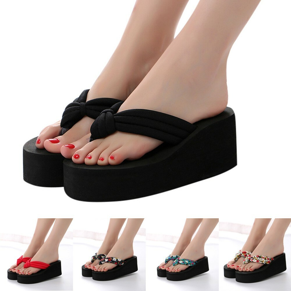 Women Sandals Casual Wedge Heels Platform Flip Flops Slippers Shoes Summer  Us