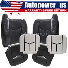 6x Front Seat Cover & Foam Cushion No Armrest For 2003-2006 GMC Sierra Dark Gray