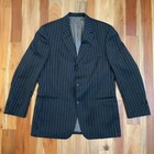 Vtg Hugo Boss Suit Sport Coat virgin wool Mens 42 R - EU 52 Black Pin Stripe