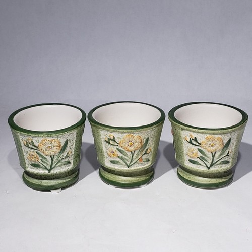 Set of 3 Yankee Candle Botanical Tealight Holders Green with Flowers - Picture 5 of 6