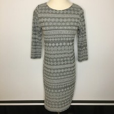 URBAN OUTFITTERS BDG Gray Geometric Pattern Fitted Dress Medium