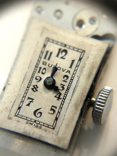 Vintage Bulova 1934 Miss Liberty Damendeko rechteckig manuelle Winduhr 2 Diamant - Bild 10 von 15