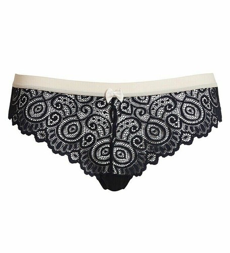 Lepel Matilda Mini Brief Black Beige Size 18 Mesh Lace Knickers 126316 New - Picture 9 of 12