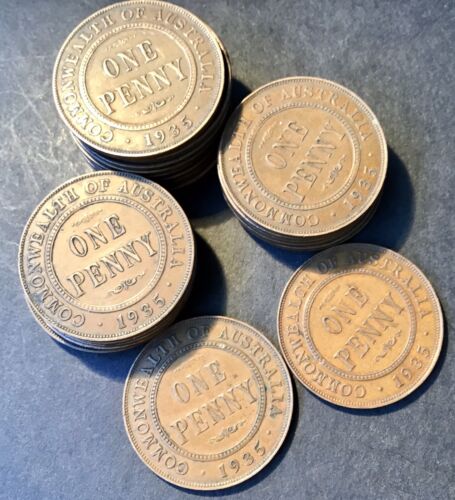 1935 Penny Australian Predecimal Coin. KGV Penny. x 1 Coin Ungraded - Picture 4 of 4