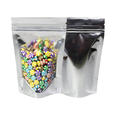100 Silver/Clear 3.5x5.5'' Stand Up Food Storage Candy Packaging Stand Strong Bag