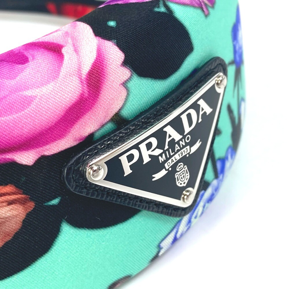 PRADA Flower pattern triangle logo plate hair accessories
