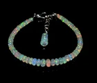 Natural Ethiopian Wello Fire Opal Gemstone Fire Beads 7.5"Bracelet F01781