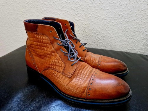 Original Italienische Herren Designer Lederschuhe Stiefelletten Gr. 43 Braun - Bild 6 von 6