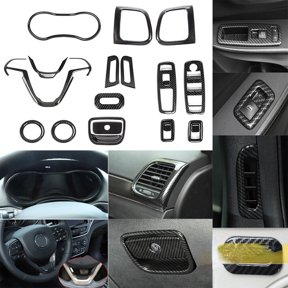 Kit Coperture Auto Per Jeep Grand Cherokee 2011-2020 - Fibra Di Carbonio, 7 Pezzi, ABS - Foto 7