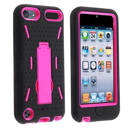Hybrid Armor Case with Kickstand for iPod Touch 5th Gen - Black/Pink - Picture 1 of 1