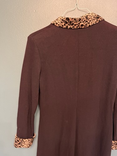Vintage Ronni Nicole Midi black Buttonfront Dress Size 8 Leopard *Sun Damaged!* - Picture 8 of 10