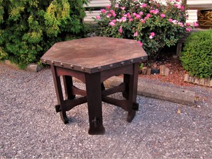 Superb Rare Antique Shop Of The Crafters Hexagon Top Table W5004