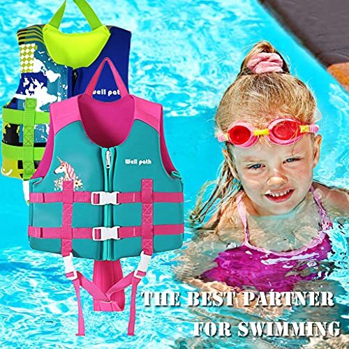 KIDS SWIM VEST with Adjustable Safety Strap Blue Medium 4-6 Years OLDPAPA - Picture 5 of 7