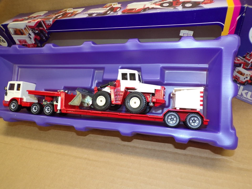 VINTAGE SIKU #3716 MAN LORRY WITH LOWBOY TRAILER & BULLDOZER ~ N/M IN BOX ! - Image 3 of 4