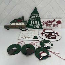 Christmas Vacation Inspired Farmhouse Words Tiered Tray Decorations 6 PC Set