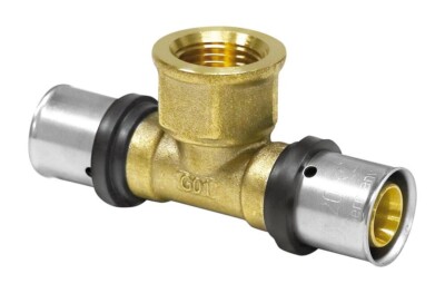 Pipetec DVGW Pressfitting für Mehrschichtverbundrohr T-Stück IG 16 20 26 / TH U