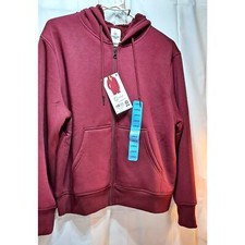Women's Maroon Sherpa Lined Jacket W/hoodie L (nwtags)