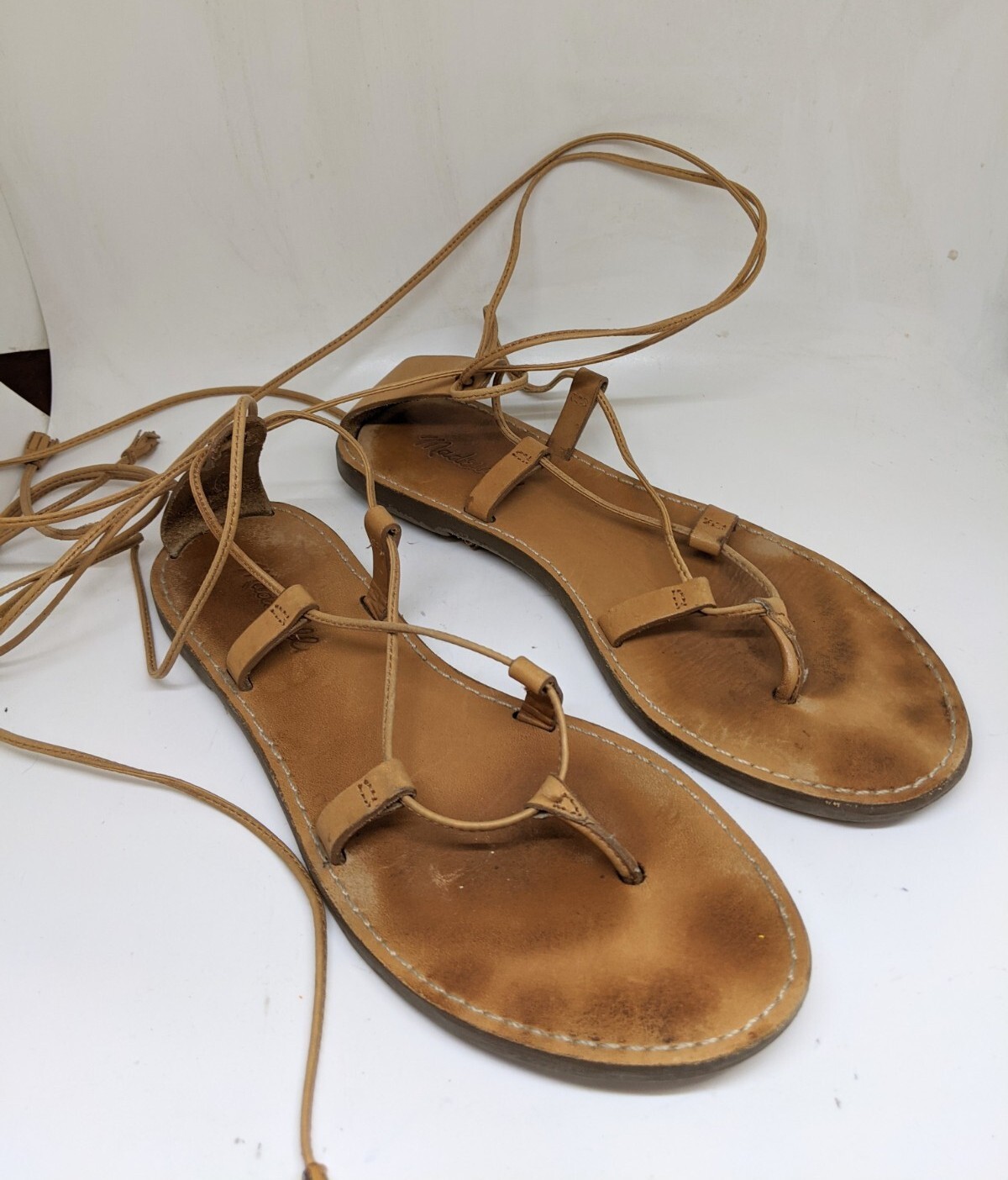Madewell Womens Boardwalk H6742 Tan Leather Lace-Up Strappy Sandals Size  7.5 | eBay