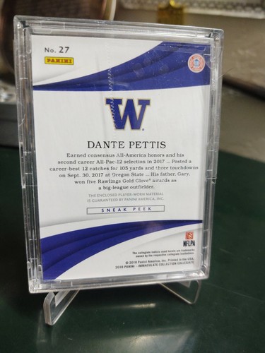2018 Immaculate Dante Pettis Washington/S.F 49ers SP Rookie Sneak Peek Relic#2/8 - Picture 2 of 3