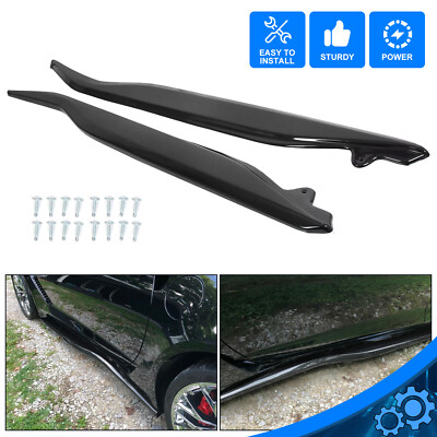For 2014-2019 Corvette C7 Gloss Black Z06 Style Side Skirt Extensions Splitter