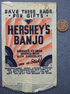 1940s Era Pennsylvania Hershey's chocolate co. Banjo Ice Cream bar