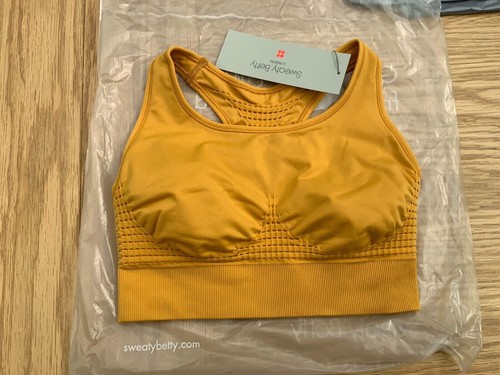 Sweaty Betty Ladies Stamina Work Out Bra Haze Yellow Large New - Picture 4 of 5