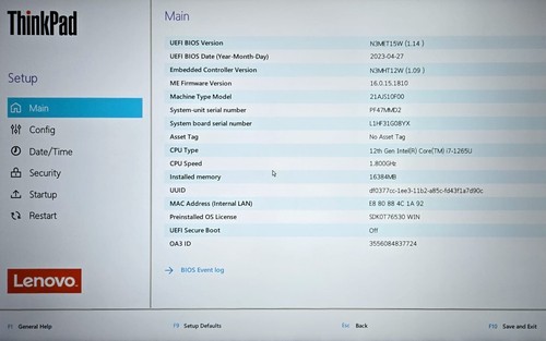 Lenovo ThinkPad T14 Gen 3 US Keyboard i7-1265U 16GB RAM 256GB SSD Win 11 Pro - Picture 3 of 12